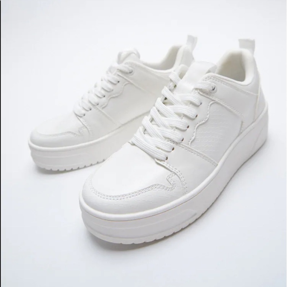 SOLD! Zara White Platform Leather Sneakers